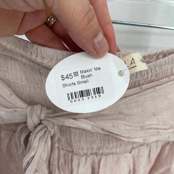 Illa Illa Pink Shorts Mermaid Paperbag Style Tie Waist Elastic Ruffle Small - Picture 5 of 9